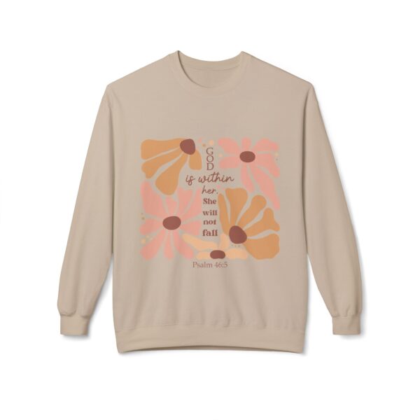 God Is Within Her Fleece Sweatshirt, Cozy Crewneck, Inspirational Gift, Faith-Based Apparel, Unisex Pullover for All Occasions - Image 5