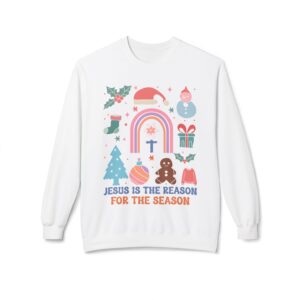 Jesus Is The Reason For The Season Fleece Sweatshirt, Cozy Crewneck, Inspirational Gift, Faith-Based Apparel, Unisex Pullover for All Occasions