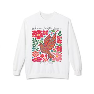 Where Faith Lives, Peace Flies Fleece Sweatshirt, Cozy Crewneck, Inspirational Gift, Faith-Based Apparel, Unisex Pullover for All Occasions