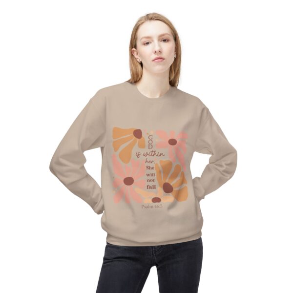 God Is Within Her Fleece Sweatshirt, Cozy Crewneck, Inspirational Gift, Faith-Based Apparel, Unisex Pullover for All Occasions - Image 7