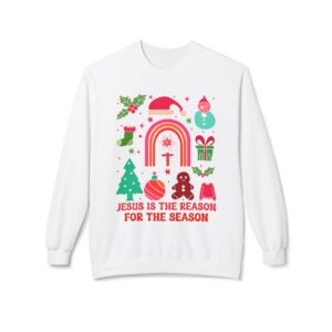 Jesus Is the Reason for the Season Retro Christmas Sweatshirt - Pastel Icons