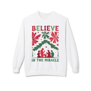 Believe in the Miracle Nativity Retro Christian Christmas Sweatshirt