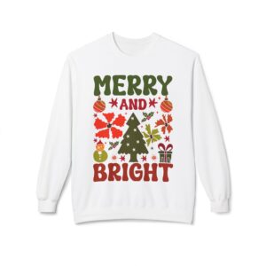 Merry and Bright Retro Christmas Sweatshirt – Pastel Holiday Icons