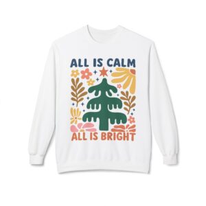 All Is Calm, All Is Bright Retro Christmas Sweatshirt – Groovy Tree & Florals