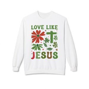 Love Like Jesus Retro Christian Sweatshirt – Floral Cross Design