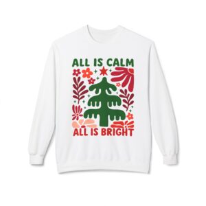 All Is Calm, All Is Bright Retro Christmas Sweatshirt – Groovy Tree & Florals